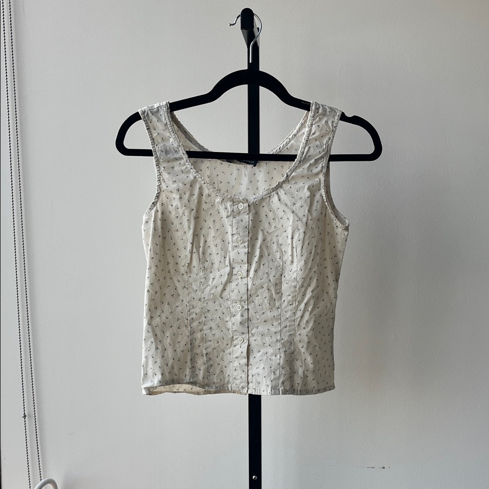 Brandy Melville Cream Button-Front Blouse